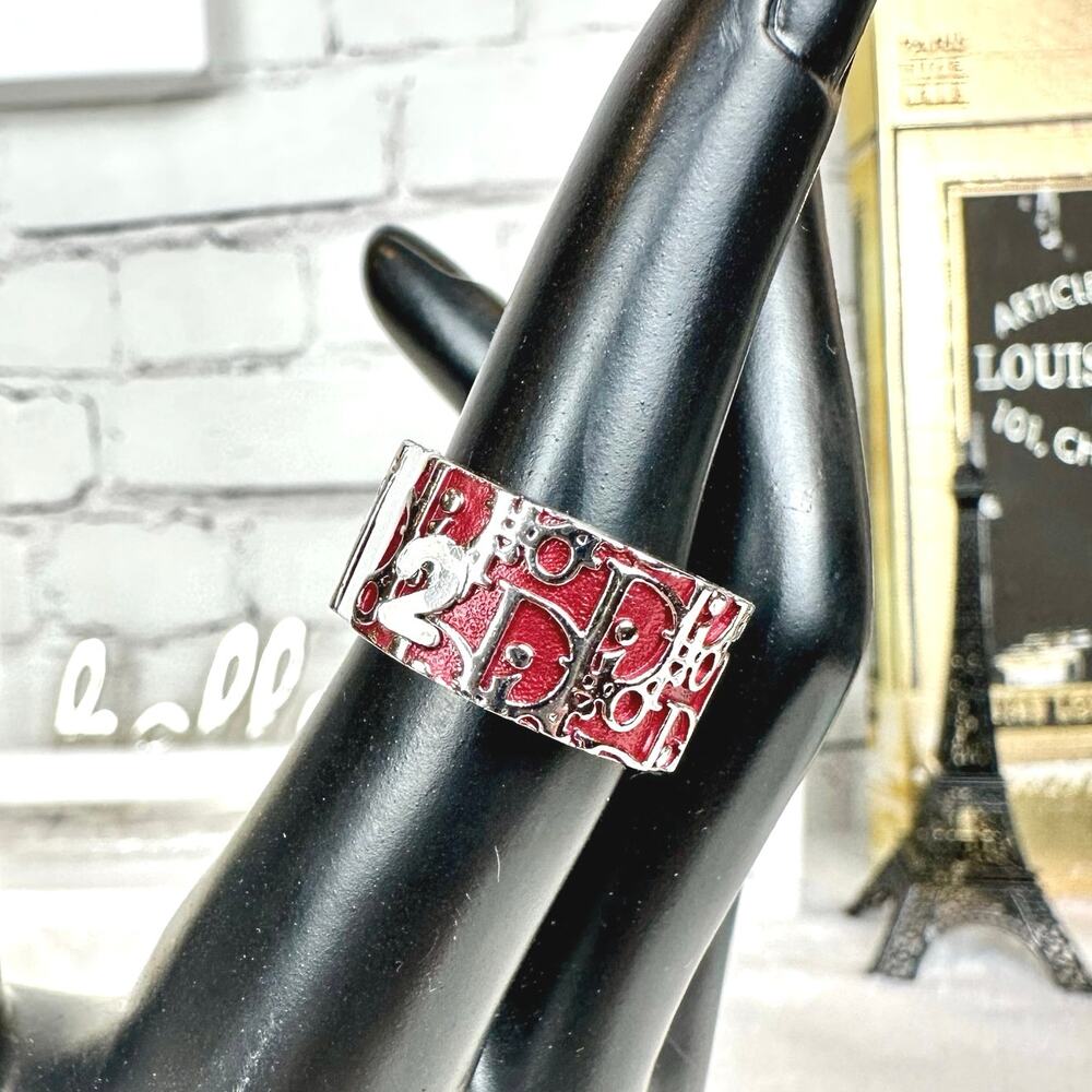 DIOR RING Trotter maroon red and silver. Excellent! U.S. size 6.625 (6 5/8) GIFT